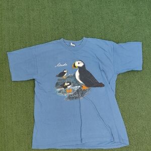 VINTAGE Rare 80's Alaska Puffin Bird T Shirt Size XL